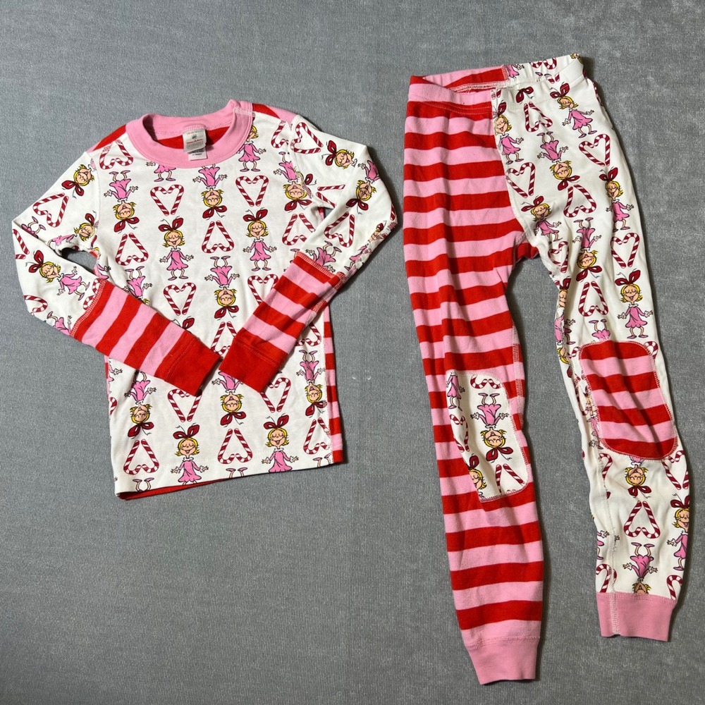 Hanna Andersson Cindy Lou Who Grinch Pajamas Girls 120 US 6-7 Organic Cotton Set